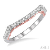 1/5 ctw Round Cut Diamond Two Tone Wedding Band in 14K White and Rose Gold